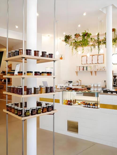 甜品店裝修設(shè)計，清新ins風(fēng)原木系咖啡甜品店